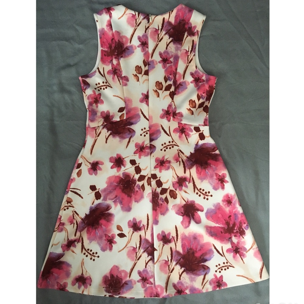 Soprano Sleeveless Watercolor Floral Neoprene Knit Fit & Flare Dress - Picture 2 of 4